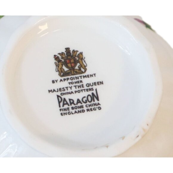 Paragon Bone China Teacup Tea Cup & Saucer Set Purple Violets Cottage Core - Picture 5 of 5